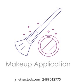 Makeup Application Icon: Foundation, Concealer, Eyeshadow, Lipstick, Blush, Makeup Brushes, Contouring, Makeup Tutorial, Beauty Tools, Cosmetic Application.