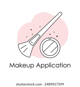 Makeup Application Icon: Foundation, Concealer, Eyeshadow, Lipstick, Blush, Makeup Brushes, Contouring, Makeup Tutorial, Beauty Tools, Cosmetic Application.