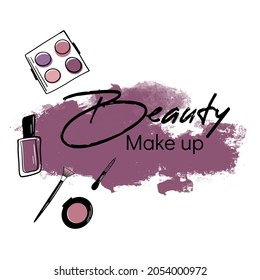 Makeup artist banner. Vector template. Business concept. Cosmetic product design vector illustration