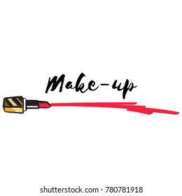 Makeup artist banner. Vector template.business concept. Lipstick with smear. Beauty logo. Fashion illustration
