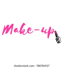 Makeup artist banner. Vector template.business concept. Lipstick with smear. Beauty logo. Fashion illustration