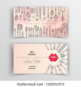 Makeup artist business card. Vector template.