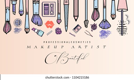 Makeup artist business card. Vector template.