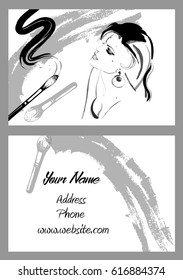 Makeup artist business card. Vector template.