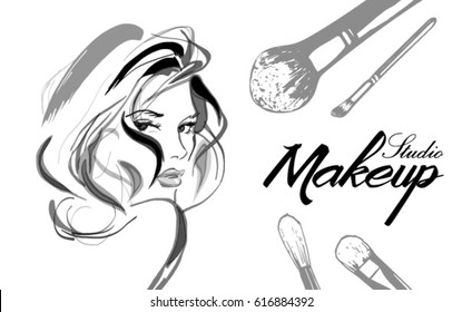 Makeup Artist Business Card. Vector Template.