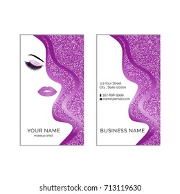 Makeup artist business card vector template