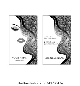 Makeup artist business card vector template