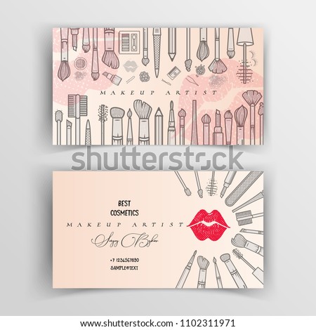 Makeup artist business card. Vector template.