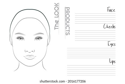 Makeup Artist Face Chart Blank Template Stock Vector (Royalty Free ...