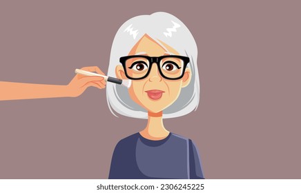 
Make-up Artist Having a Senior Client Beauty Concept Vector Illustration. Elderly woman having a beauty makeover transformation 
