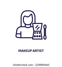 makeup artist icon from professions  jobs collection. Thin linear makeup artist, makeup, beauty outline icon isolated on white background. Line vector makeup artist sign, symbol for web and mobile