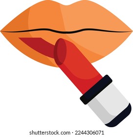 Makeup Artist Studio Logo vector icon design, beauty and personal care symbol, cosmetics and dermatologist sign, body aesthetics stock illustration, Applying Lipstick on Lips concept