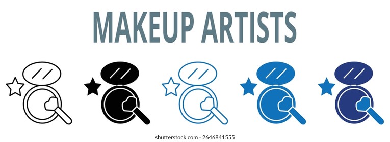 Makeup Künstler Icon Set. enthalten Symbol, Vektor, Illustration, Hochzeit, Verkäufer, Make-up, Künstler, Schönheit, professionell, Spezialisten