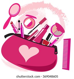 Makeup Bag With Beautician Tools