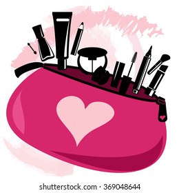 Makeup bag with beautician tools
