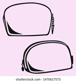 Makeup Bag, Cosmetic Bag Vector Silhouette Isolated