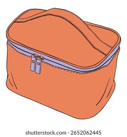 Makeup Bag. Hand drawn colorful digital illustration. Sticker for printing. High resolution. Vector EPS10 and IPG