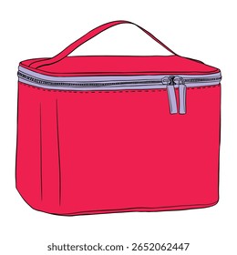 Makeup Bag. Hand drawn colorful digital illustration. Sticker for printing. High resolution. Vector EPS10 and IPG