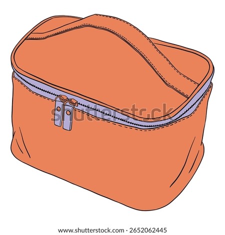 Makeup Bag. Hand drawn colorful digital illustration. Sticker for printing. High resolution. Vector EPS10 and IPG