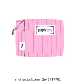 Makeup bag illustration. Flat vector illustration isolated on white background.