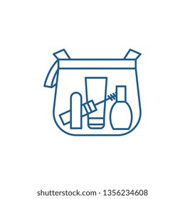 Makeup bag line icon concept. Makeup bag flat  vector symbol, sign, outline illustration.