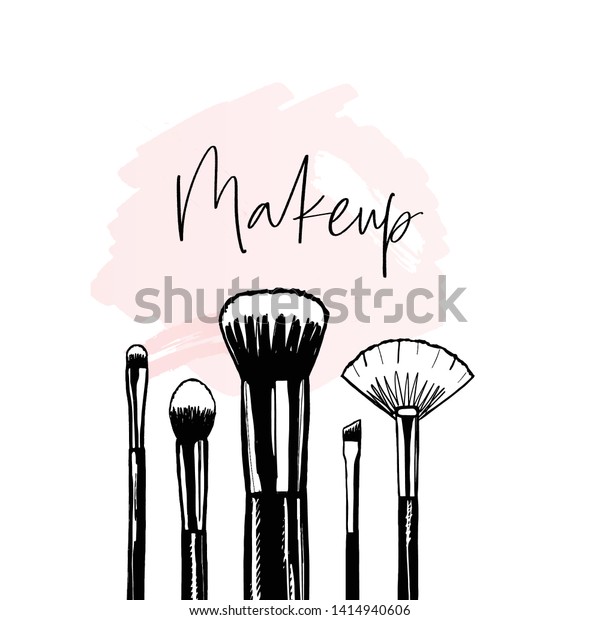 Makeup Banner Brushes Vector Template Makeup Stock Vector Royalty