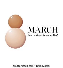 Makeup banner whith drops of foundation. Beauty Women's Day. Vector for the promotion of foundation premium product: concealer, corrector, cream. Beauty, cosmetics background.