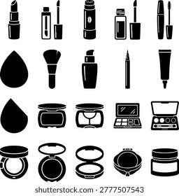 Makeup and beauty cosmetic icon set for fashion skincare design