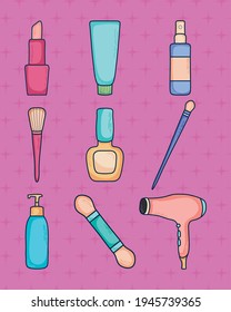 conjunto de iconos de maquillaje y belleza