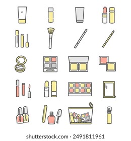 Makeup beauty item icon set