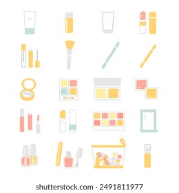 Makeup beauty item icon set