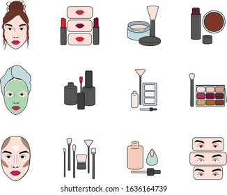 Makeup and beauty sphere 12 icons set for blog, social media or website 