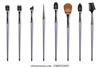 Makeup blush. Beauty cosmetics mockups set. Isolated realistic luxury icons. Fashion accessory for cosmetics, artist tools for model face