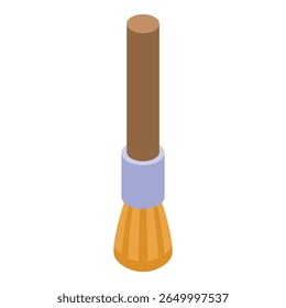 Makeup brush is applying cosmetic foundation, isolated on white background, in isometric view