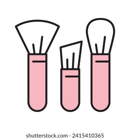 makeup brush color icon. brush vector illustration. professional hairdresser, make-up artist tool.