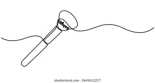 makeup brush continuous one line drawing, Professional makeup brushes one line colored continuous drawing. Makeup and beauty tools continuous one line illustration. Vector linear illustration.