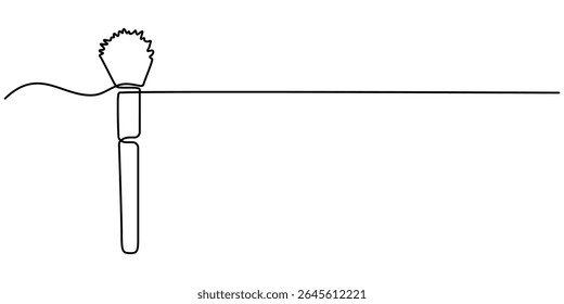 pincel de maquiagem contínuo um desenho de linha, pincéis de maquiagem profissional uma linha colorido desenho contínuo. Ferramentas de maquiagem e beleza ilustração contínua de uma linha. Ilustração linear de vetor.