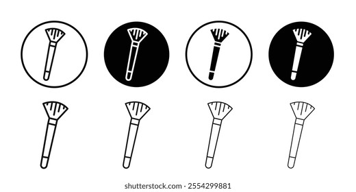 Makeup brush icon Black and white outline vector