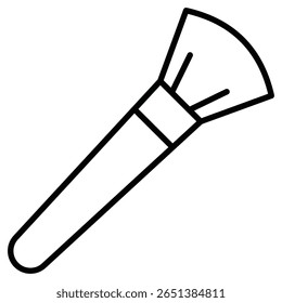 makeup brush icon Black and white outline flat sign vector