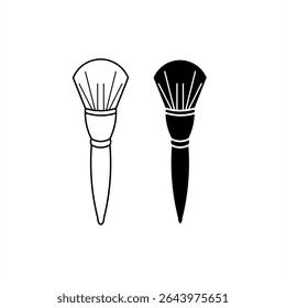 Makeup Brush Icon in Outline and Solid Style