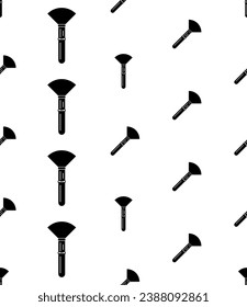 Makeup Brush Icon Seamless Pattern, Thick, Full Fibered Bristle Brush, Cosmetic Brush Vector Art Illustration