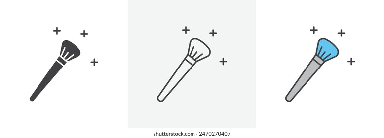 Makeup brush icon set. Beauty accessories blush brush vector icon for makeup.