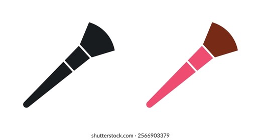 Makeup brush icon set in black and colored