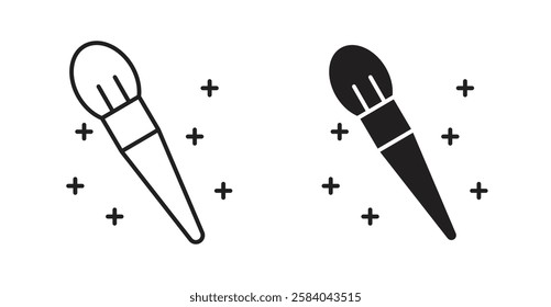 Makeup brush icon set in thin line. vector illustrations for web