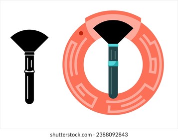 Makeup Brush Icon, Thick, Full Fibered Bristle Brush, Cosmetic Brush Vector Art Illustration