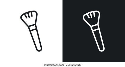 Makeup brush icons in black and white liner strokes for web design.