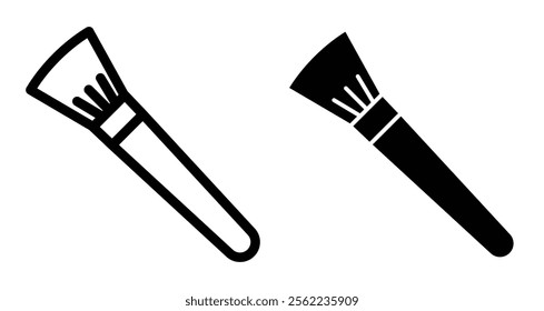 Makeup brush Icons pack in outlined and flat versions