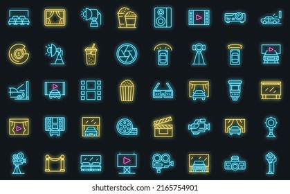Makeup brush icons set outline vector. Cosmetic makeup. Beauty kit vector neon