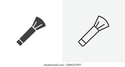 Makeup brush icons vectors illustrations in black fill and liner versions