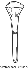 Makeup brush. Illustration isolated on white background. Hand drawn. Cosmetic concept